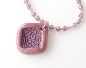 Jewelry Necklace Purple Pendant Lavender Crystals