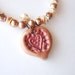Jewelry Necklace Rose Colored Heart Pendant Coppery Pearls Keshi Accents