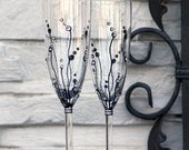 MADE to ORDER Set of 2 Hand painted Champagne Flutes