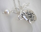 Hibiscus and Sea Glass Necklace. Hawaiian Bride. Beach Bride