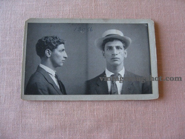 1907 New York Police Department Criminal MUG SHOT  Man in Hat CDV 18 Yr