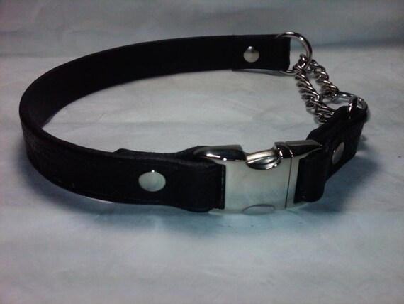 Leather Martingale Dog Collar with Side Release Snap Buckle - Medium ... Leather Martingale Dog Collar with Side Release Snap Buckle - Medium ...