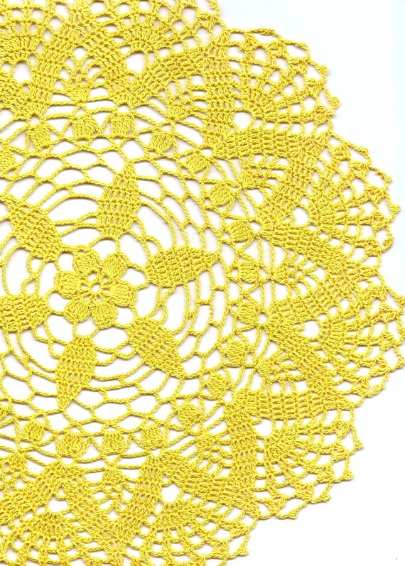 Crochet doily, lace doily, table decoration, crocheted place mat, center piece,doily tablecloth, table runner, napkin, yellow