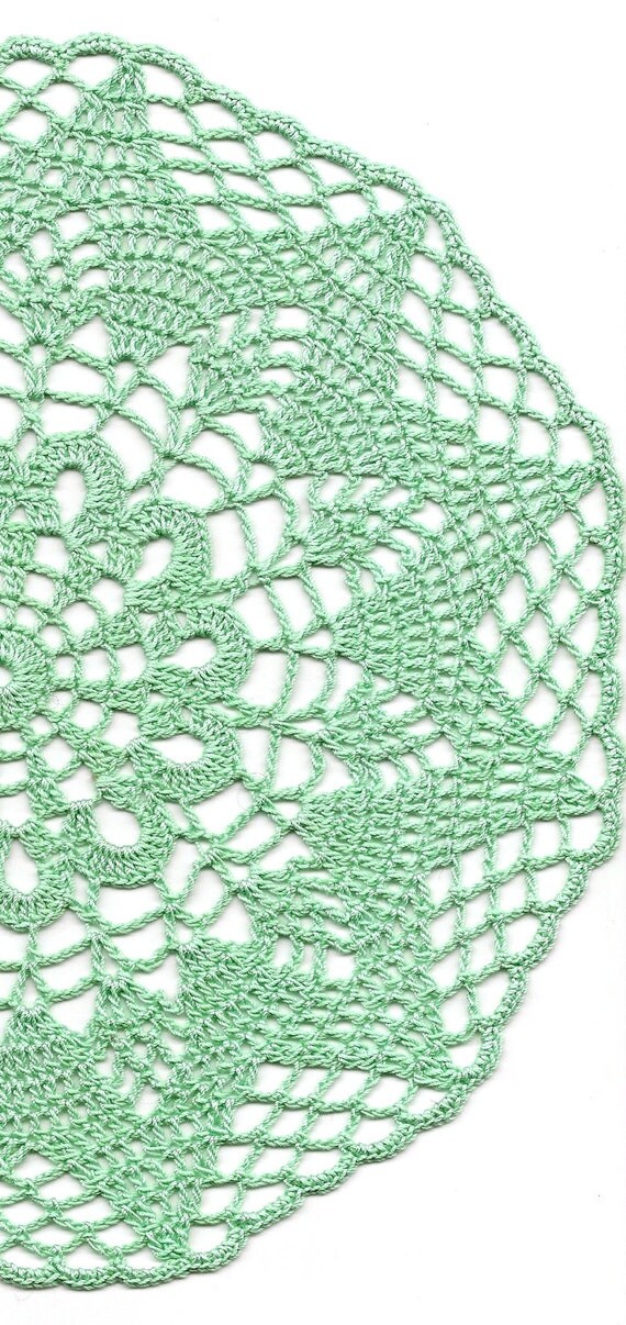 Crochet doily, lace doily, table decoration, crocheted place mat, center piece,doily tablecloth, table runner, napkin, mint green