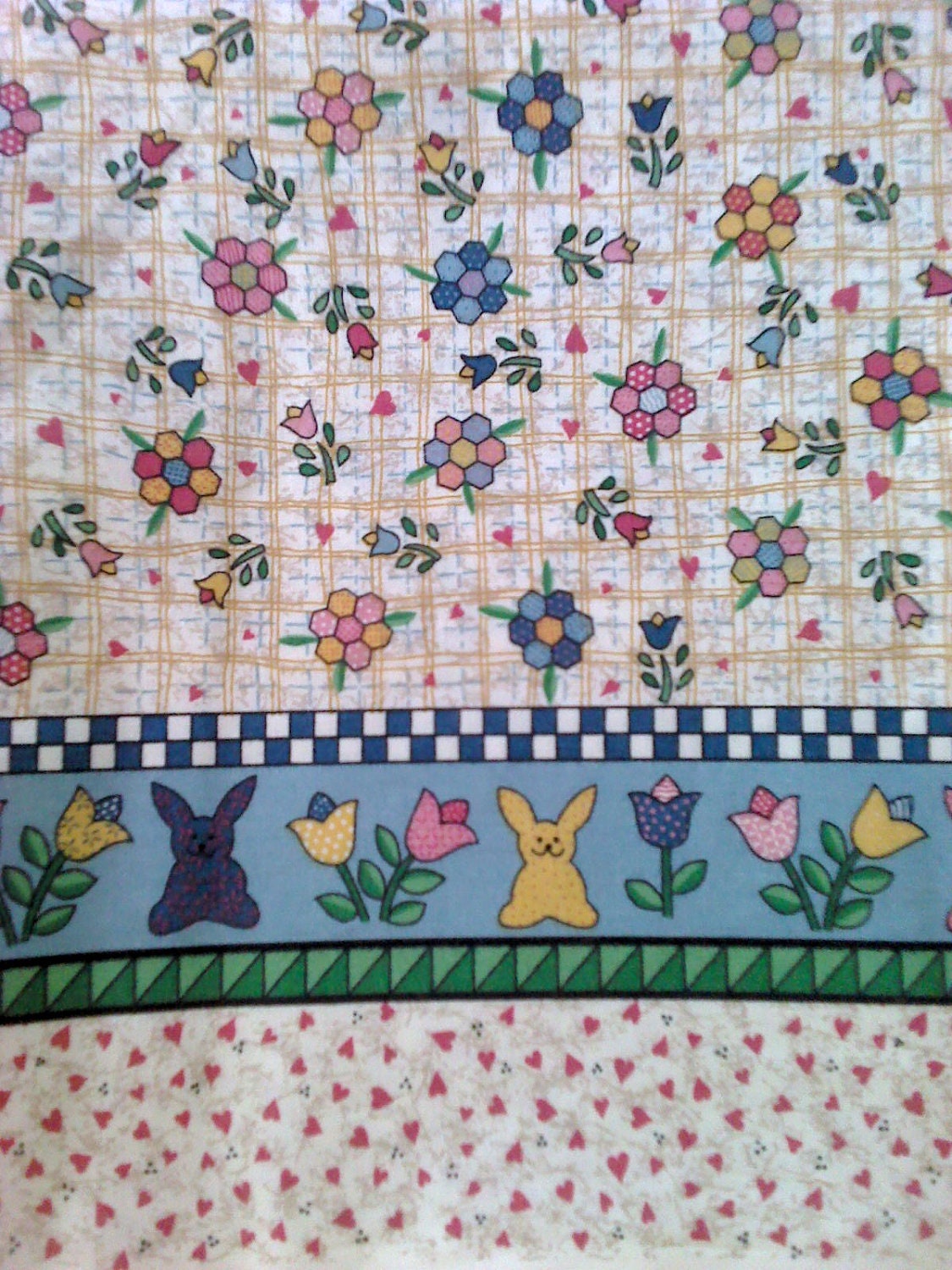 Patchwork Floral Border Novelty Print Cotton Fabric 2 Yard  X0174