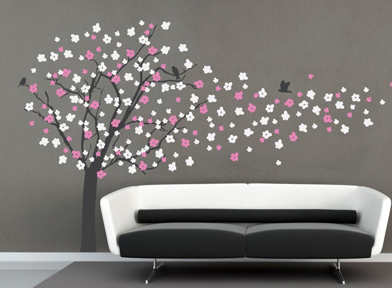 Wall Decals - Cherry Blossom Tree - Modern Baby Nursery Wall Decal