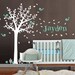 Baby Nursery Vinyl Wall Decals, One Color Tree and Birds with Custom Name Wall Decal Set