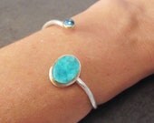 Druzy and Topaz Sterling Cuff with 14k Gold