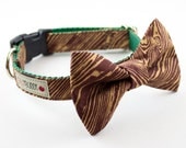 Wood Grain Bow Tie Dog Collar
