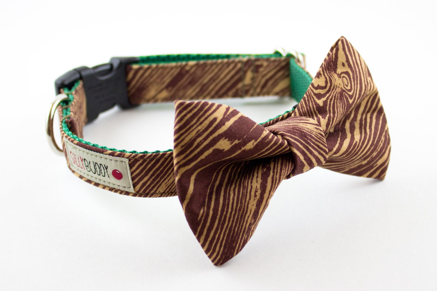 Wood Grain Bow Tie Dog Collar