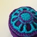 SALE - Crochet motif handsewn purple recycled felt pincushion