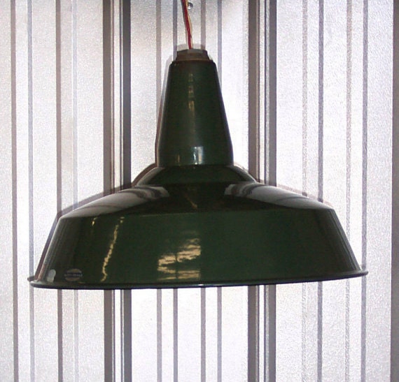 Industrial Vintage Green Hanging Light Fixture - Light Fixture by Smoot - Holman