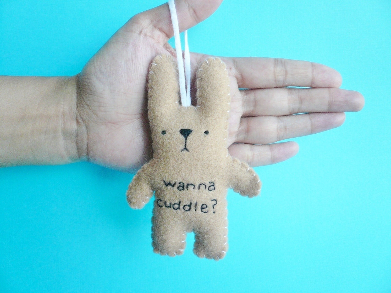 Bunny ornament plush wanna cuddle, handmade Christmas ornament tree decoration