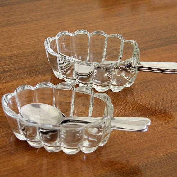 Vintage Glass Silverware Caddy Spoon and Fork by inhis2hands