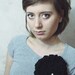 Extra Large Crochet Flower Brooch,Crocheted flower pin in black with a white pearl