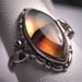 Antique Victorian Tortoise Agate Ring Vintage Silver