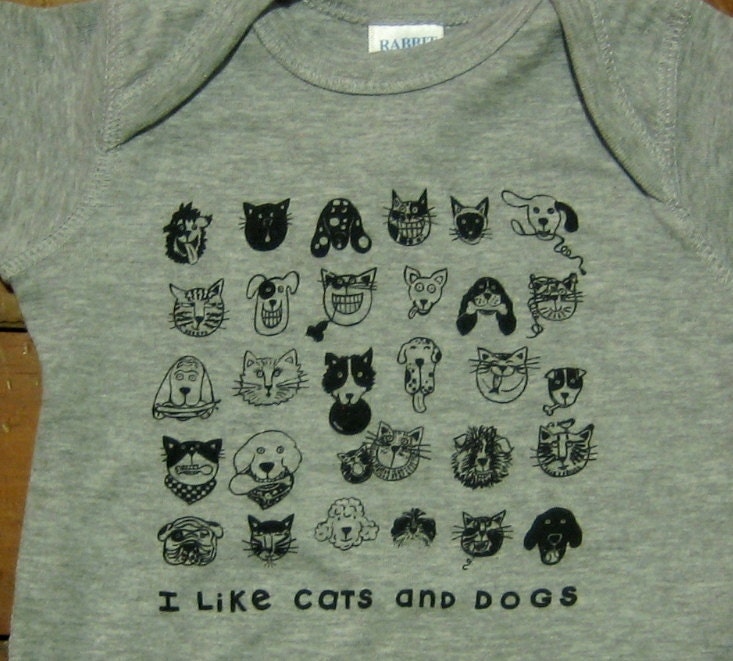 I Like CATS and DOGS Grey Onesie