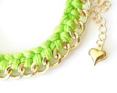 Woven Chain Bracelet - Small - Lime Green