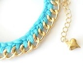Woven Chain Bracelet - Small - Light Blue