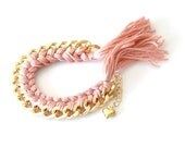 Woven Chain Bracelet - Large - Gray Pink