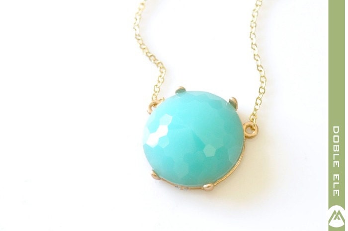 Glossy Bubble Necklace - Faceted Turquoise