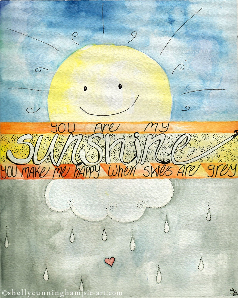 You Are My Sunshine - 8x10 watercolor print