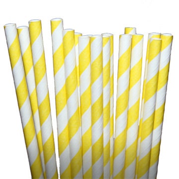 Stripe Yellow Party Paper Straws - Cake Pop Sticks - Pixie Sticks - Qty 25 Il_570xn
