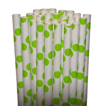 Dot Lime Green Party Paper Straws - Cake Pop Sticks - Pixie Sticks - Qty 25 Il_570xn