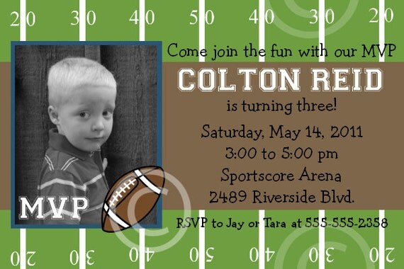 Football MVP Printable Photo Invite for Birthday Party or Baby Shower DIY Invitation by BeeAndDaisy Il_570xn