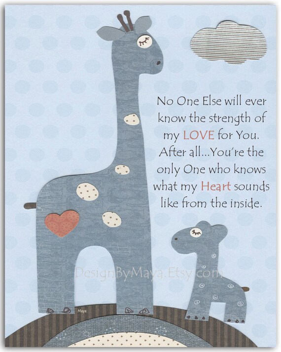 Nursery wall art, Baby boy room, Baby Giraffe...Bradley No one else Giraffe...Match to the colors of Bradley by Pottery Barn