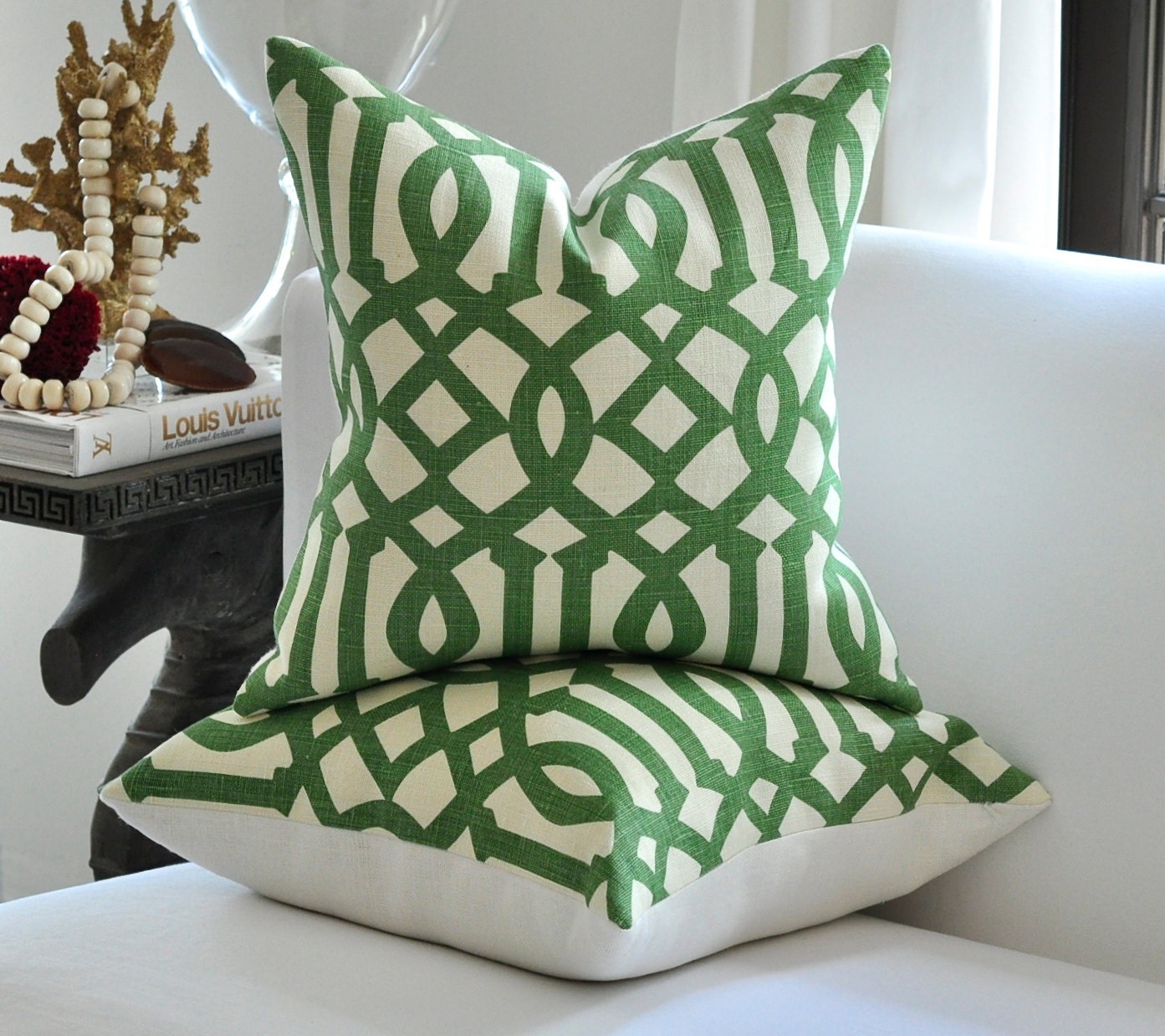 ANNIVERSARY SALE - 20"sq. Imperial Trellis pillow cover in Treillage