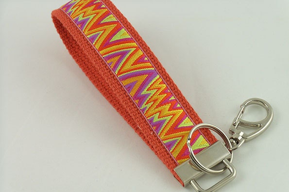 Key Fob made with Cotton Webbing and Designer Ribbon