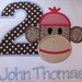 Sock Monkey Birthday Shirt Monogrammed Embroidered - Custom - You Design