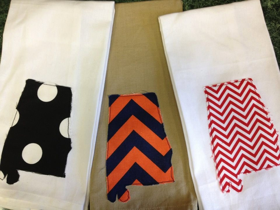 Alabama state raggy applique kitchen towels