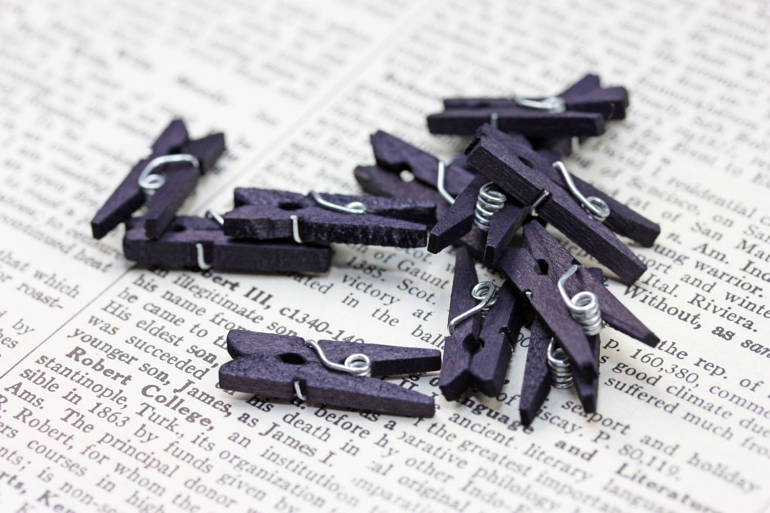 Hand-Stained Mini Clothespins - Navy Blue