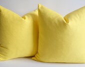 Sukan / 1 Light Lemon Yellow Linen Pillow Covers Euro Sham Cover Linen Euro Sham - 24x24 inch