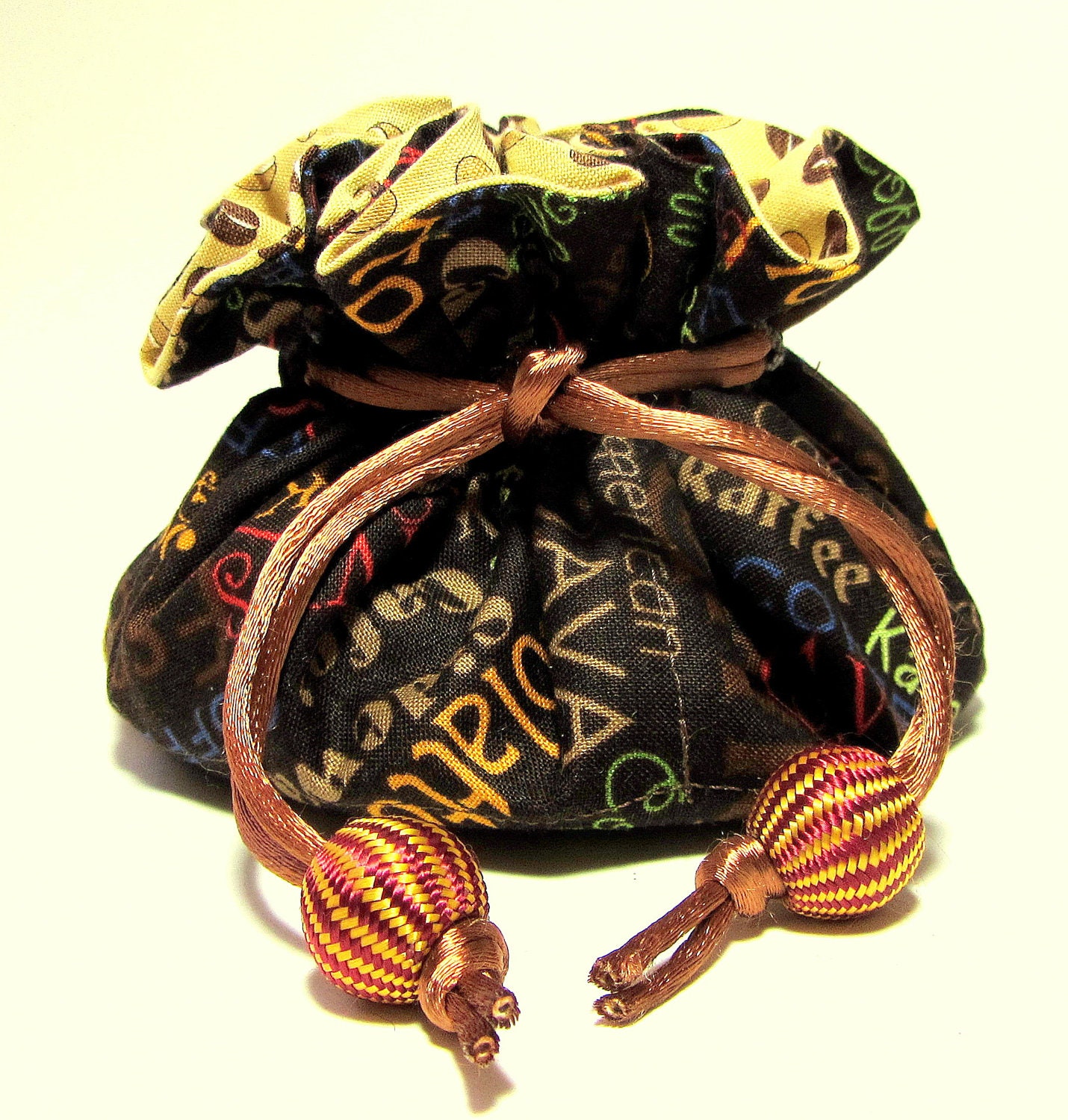 Coffee Lovers Jewelry Pouch Coffee Lovers Drawstring Bag Coffee Beans Java Jewelry Organizer Coffee Travel Accessory Travel Jewelry Holder