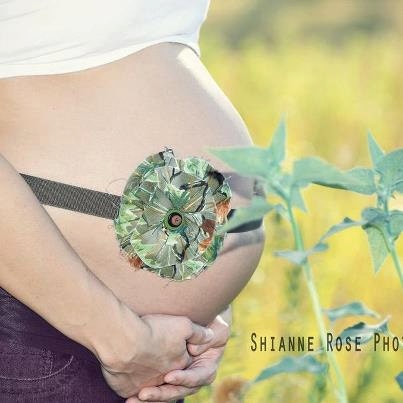 Custom Maternity Photography Prop Belly Band - Maternity Belt - Vintage Flower Camo- Perfect for the Hunter - Photo Prop