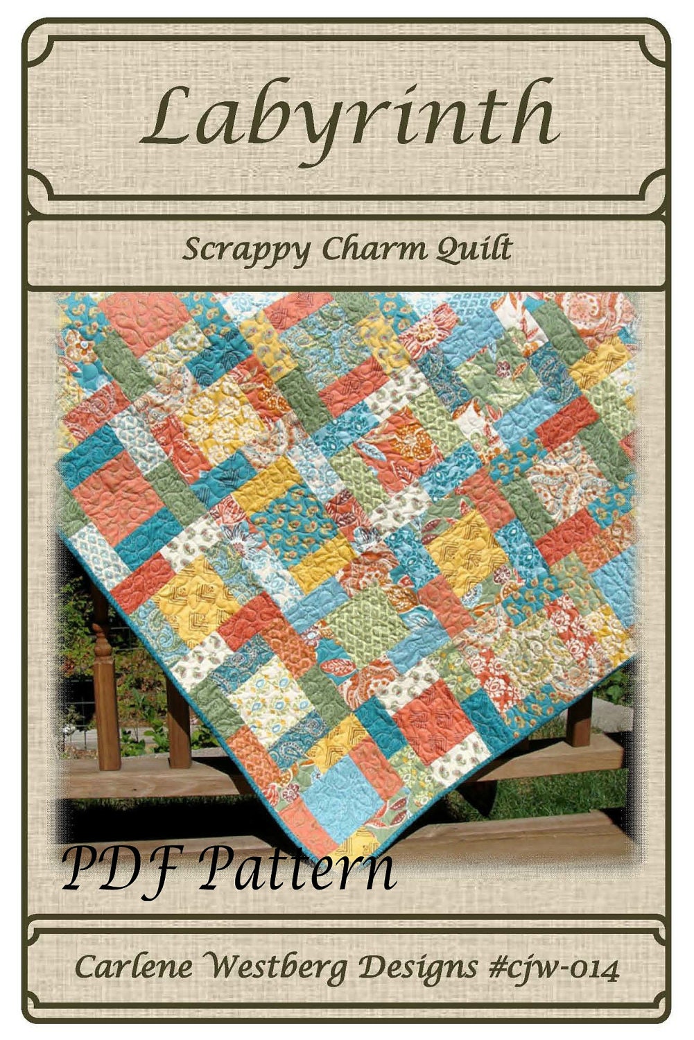 PDF Quilt Pattern Labyrinth Scrappy Charm  Carlene Westberg Designs