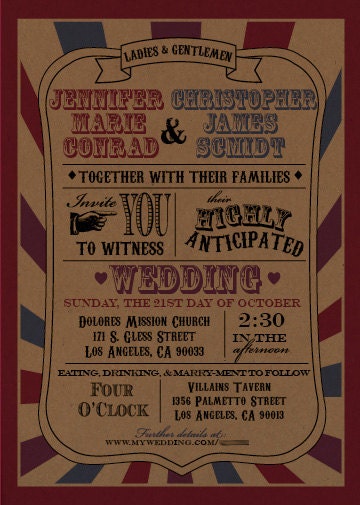 Carnival Wedding Invitation, 10 Sets