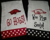 Arkansas Razorback Burp Cloths, Razorback Burp Cloths, Razorback Baby