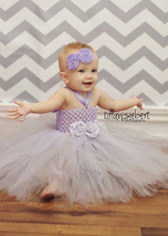 Baby Tutu, Tutu- Tutu Dress- Flower Girl Dress- Lavender/ Grey Tutu- Photo Prop- Available In Size 0-24 Months