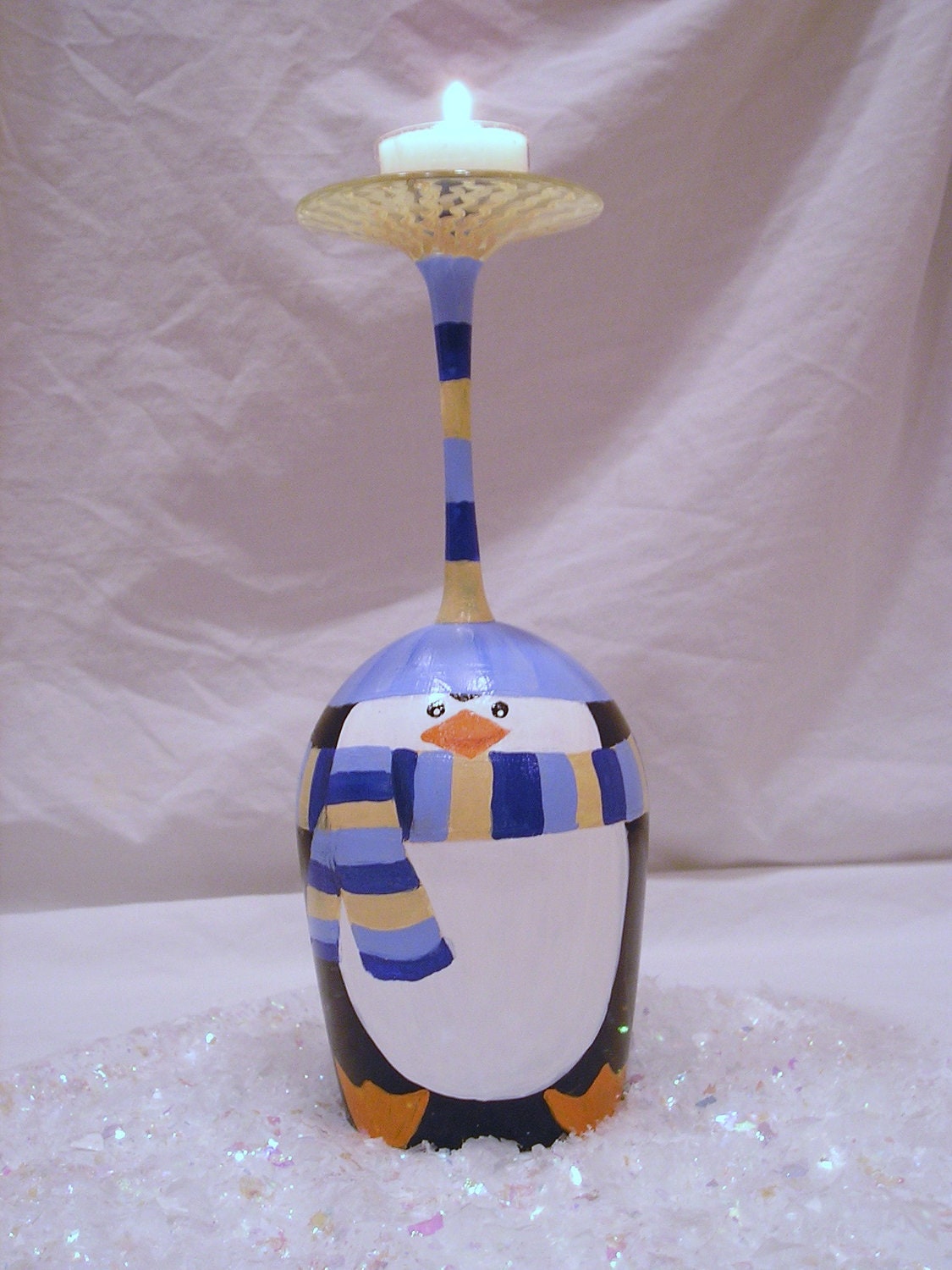 Penguin Wine Glass Candle Stand