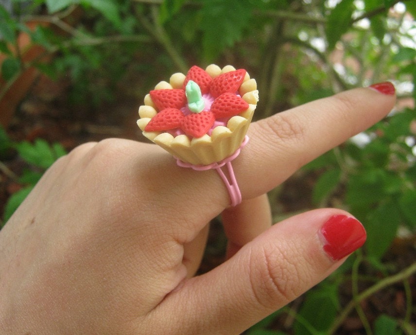 Strawberry tart Eraser Ring