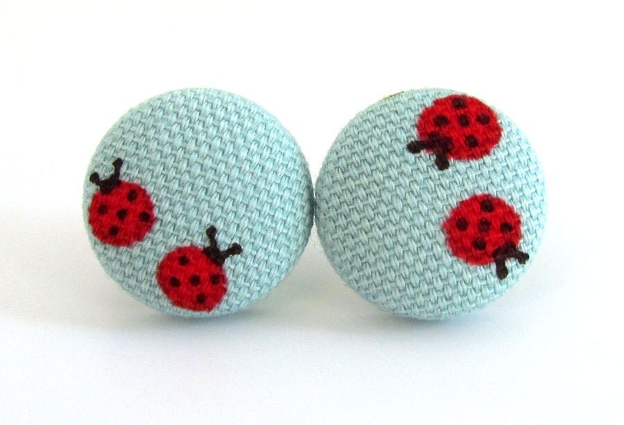 Ladybug Earrings on Ladybug Earrings Kawaii Children Kids Blue Red By Kookoocraft