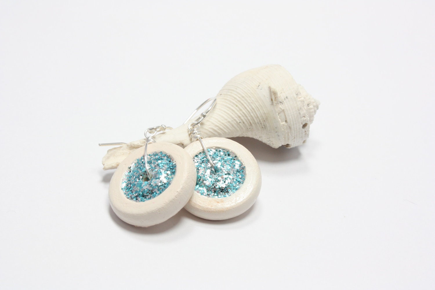 Hazy Sparkle Wood Earrings, Ready to Ship