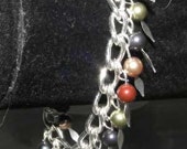 Slate Gold and Wine Swarovski Glass Pearl Bracelet