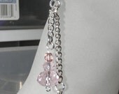 Pink Rondelle Crystal and Czech Firepolish Glass Earrings on Chain