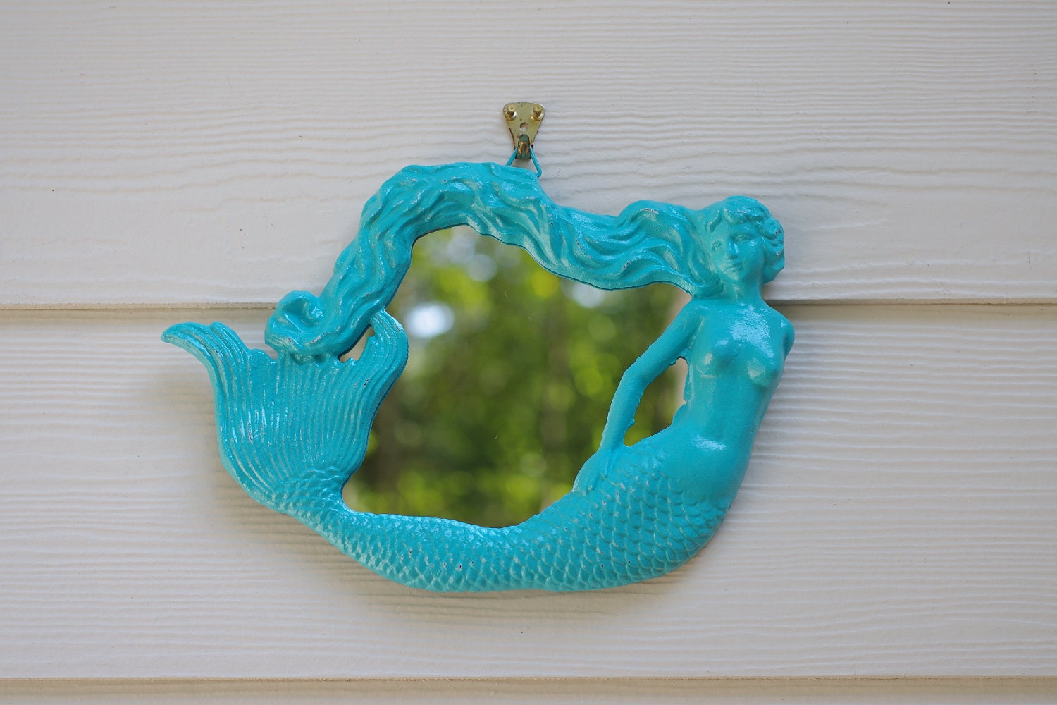 Beach Cottage Decor Cast Iron Mermaid Mirror  - PICK YOUR COLOR