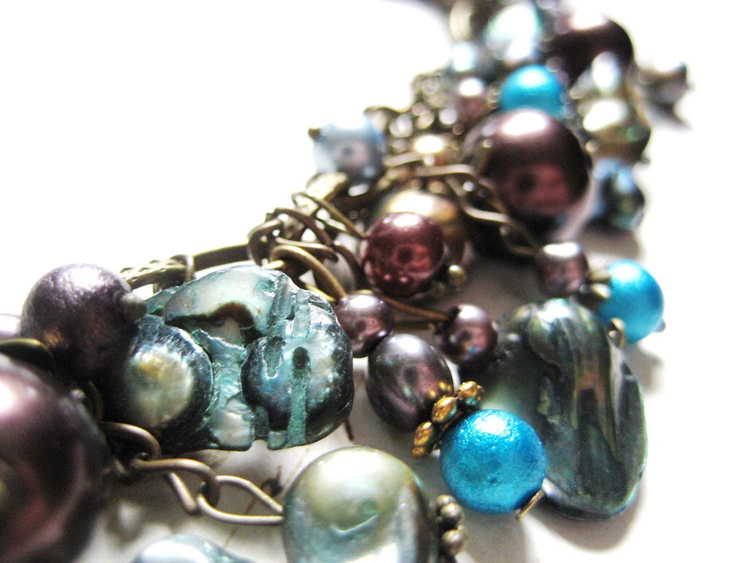 Dark Mermaid Design - Beaded Necklace and Earring Set